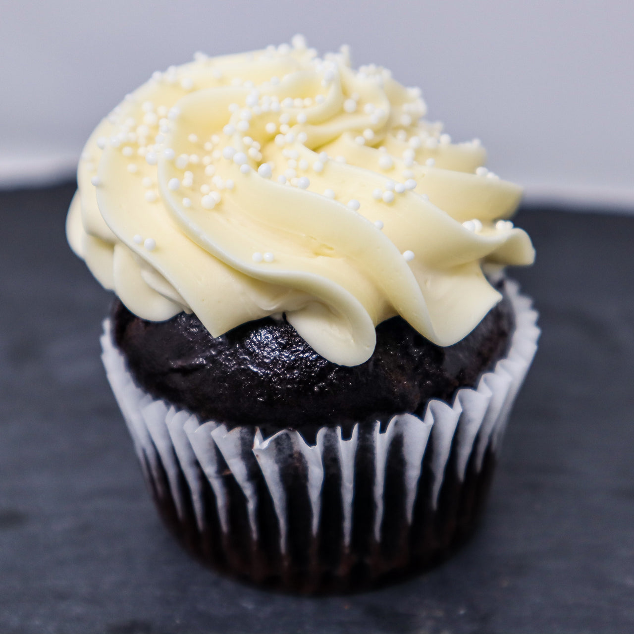 Chocolate Cupcakes with Vanilla Frosting: Sold in quantities of 6